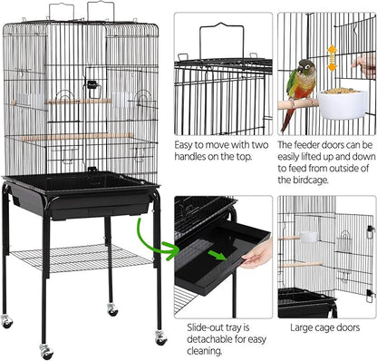 Yaheetech Open Top Rolling Parrot Bird Cage - Image 6