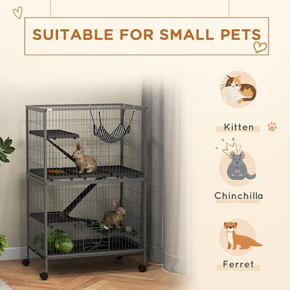 PawHut 50" 5-Tier Small Animal Cage, Ferret Cage, Large Chinchilla Cage - Image 3