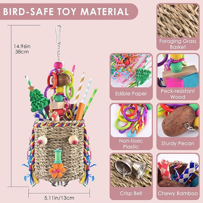 KATUMO Bird Toys, Parrot Grass Basket and Shredding Foraging - Image 2