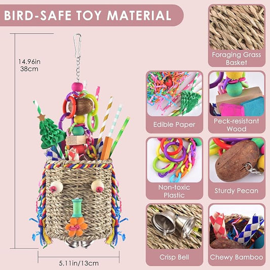 KATUMO Bird Toys, Parrot Grass Basket and Shredding Foraging - Image 2