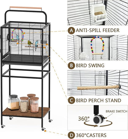 Bird Wrought Iron Cage, Home Style Detachable Travel Birdcage - Image 6