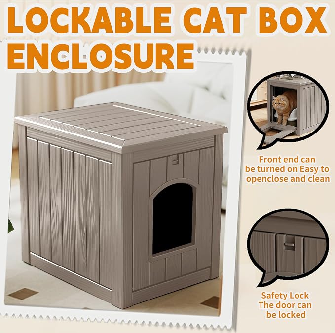 Cat Litter Box Enclosure, Openable Front Door & Raised Floor - Image 4