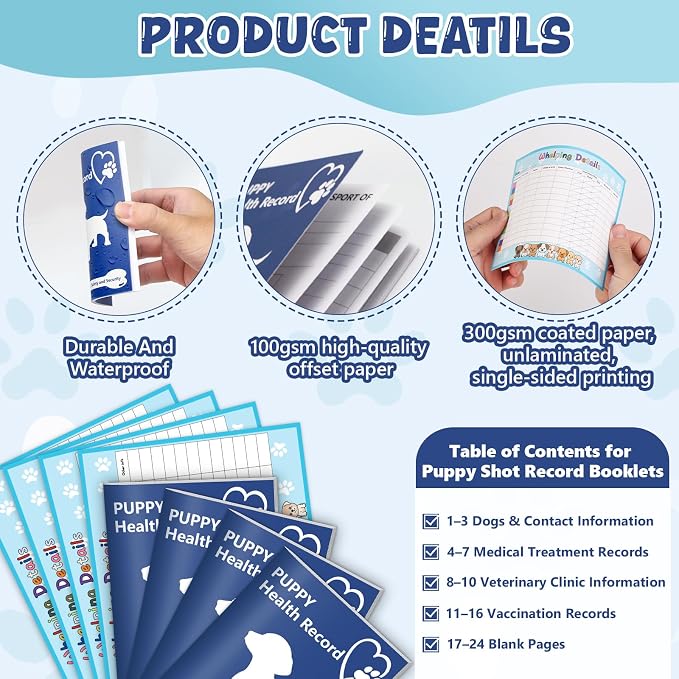 Puppy Whelping Supplies Kit Include 12 Puppy Shot Record Booklets 6 Record - Image 5