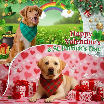 Abbylike 50 Pcs St. Patrick's Day Dog Bandanas Bulk Green Plaid Bandanas - Image 2