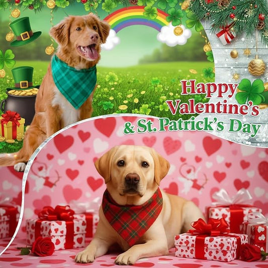Abbylike 50 Pcs St. Patrick's Day Dog Bandanas Bulk Green Plaid Bandanas - Image 2