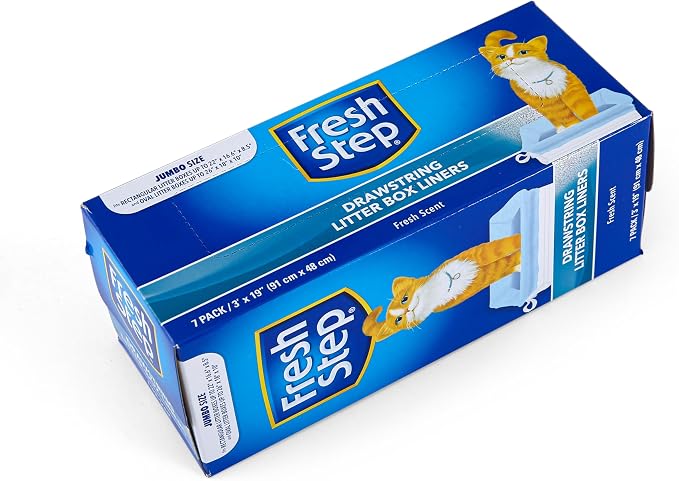 Fresh Step Jumbo Drawstring Cat Litter Box Liners, Scented Heavy Duty Kitty - Image 5