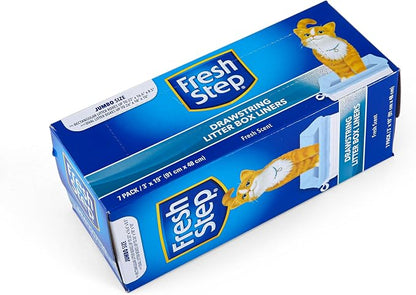 Fresh Step Jumbo Drawstring Cat Litter Box Liners, Scented Heavy Duty Kitty - Image 5