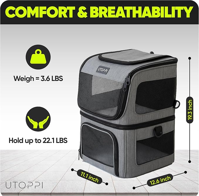Cat Backpack Carrier for 2 Cats, Kittens or Small Dogs, Foldable & Breathable - Image 2