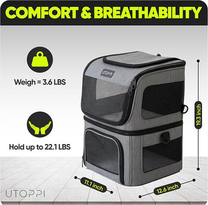 Cat Backpack Carrier for 2 Cats, Kittens or Small Dogs, Foldable & Breathable - Image 2