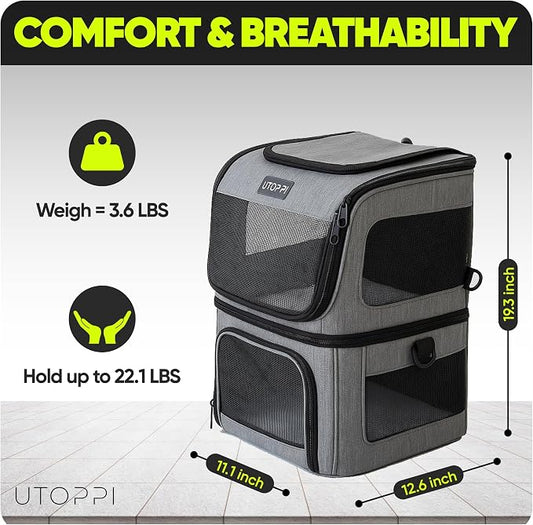 Cat Backpack Carrier for 2 Cats, Kittens or Small Dogs, Foldable & Breathable - Image 2