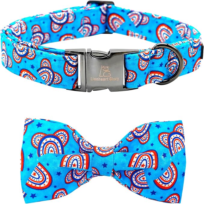 Lionheart glory American Flag Dog Collar, 4 of July Dog Bow Collar Heavy Duty by LionheartGlory