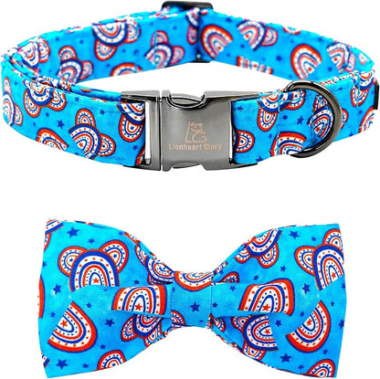 Lionheart glory American Flag Dog Collar, 4 of July Dog Bow Collar Heavy Duty by LionheartGlory