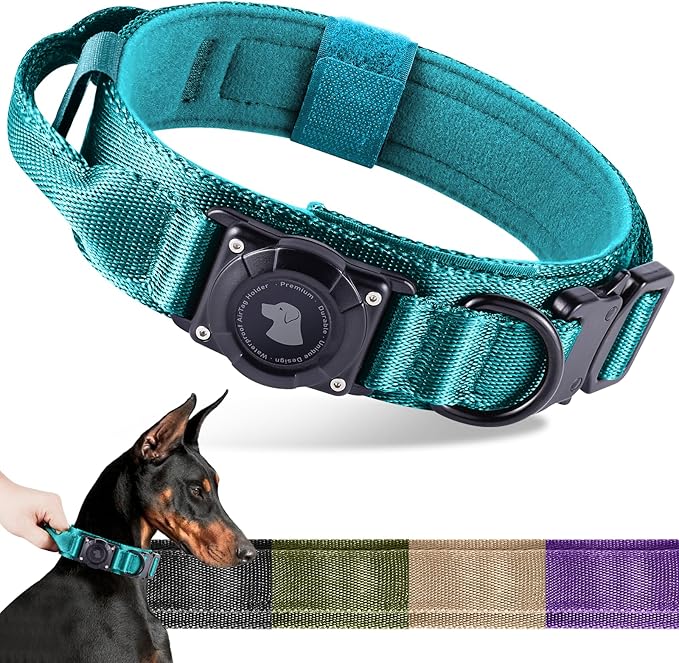 2025 Upgrade Waterproof AirTag Dog Collar, Military Tactical Dog Collar by ODOKELE