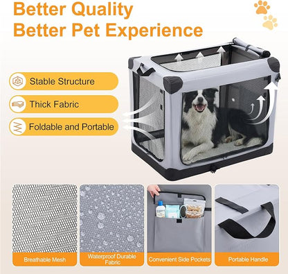 Dog Travel Crate 30 Inch, Portable Soft-Sided Travel Carriers - Image 5