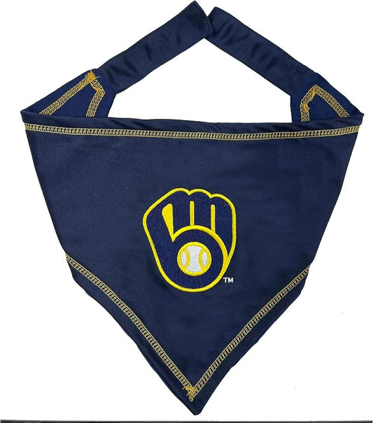 Pets First MLB Milwaukee Brewers TIE Bandana, Large/Extra Large. Dog Bandana by PETSFIRST