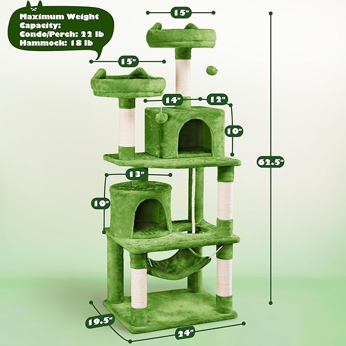 Yaheetech 62.5inches Cat Tree Cat Tower Kitten Condo - Image 9