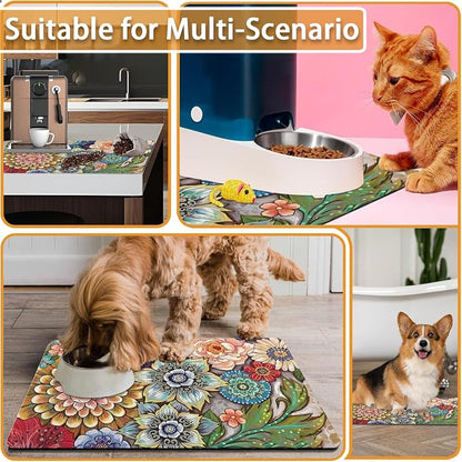 Absorbent Pet Dog Bowl Mat for Food and Water, Pet Cat Food Feeding Mat - Image 7