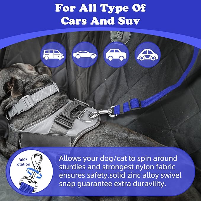 BWOGUE Pet Dog Cat Seat Belts, Car Headrest Restraint Adjustable Safety Leads - Image 5