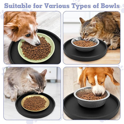 BNOSDM 2 PCS Dog Feeding Mat Black Silicone Pet Food Mats Waterproof - Image 8