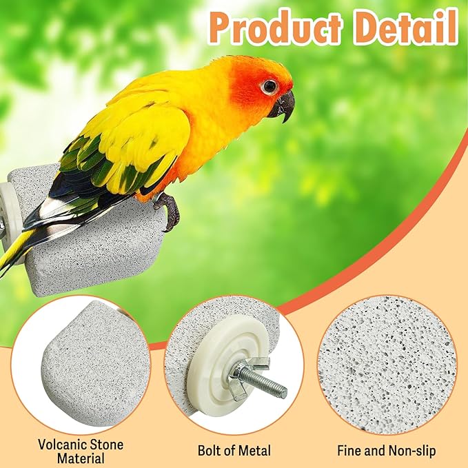 PINVNBY 4 PCS Bird Perch Stands Parrot Calcium Perch Beak Grinding Stone Foot - Image 3