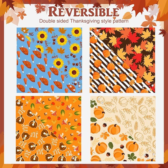 PAWCHIE Thanksgiving Dog Bandanas 4 Pack, Reversible Dogs Triangle Scarf Bibs - Image 3
