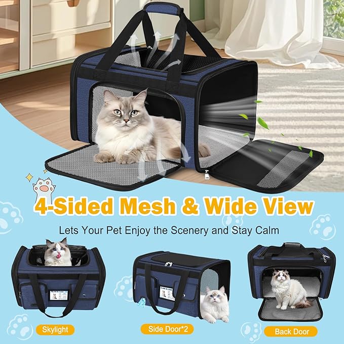 HUANLANG Cat Carrier Airline Approved, Soft-Sided Dog Carriers - Image 6