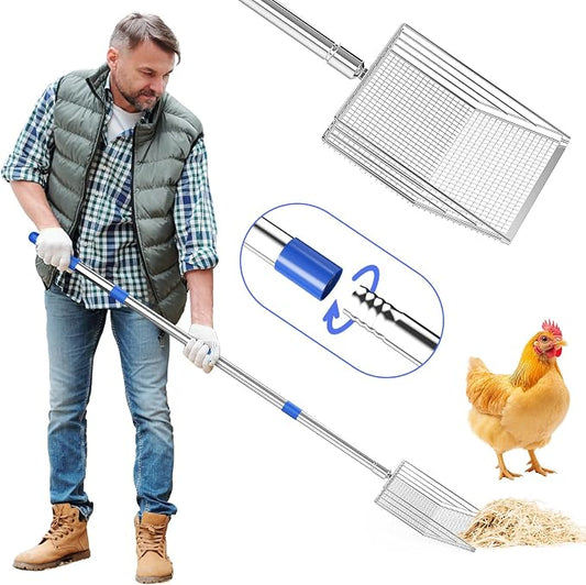 Chicken Poop Scooper, 304 Stainless Steel Shovel Head, 4-in-1 Chicken Litter by VISCOGRIP