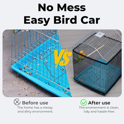 2 Pcs Bird Cage Seed Catcher, Adjustable Bird Cage Net Cover, Reusable Soft - Image 6