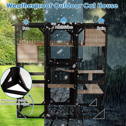 71.1" L Large Cat Catio Outdoor Cat Enclosure Window Acess, Walk-in Cat Cage - Image 6