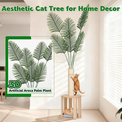 82.7'' Tall Modern Cat Tree for Indoor Cats, Artificial Areca Palm Tree Cat - Image 6