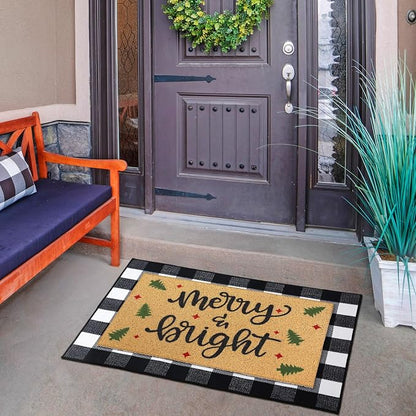 Tinideya 2 Pcs Door Mat Welcome Non Slip Coir Mats Floor Layering Doormats - Image 5