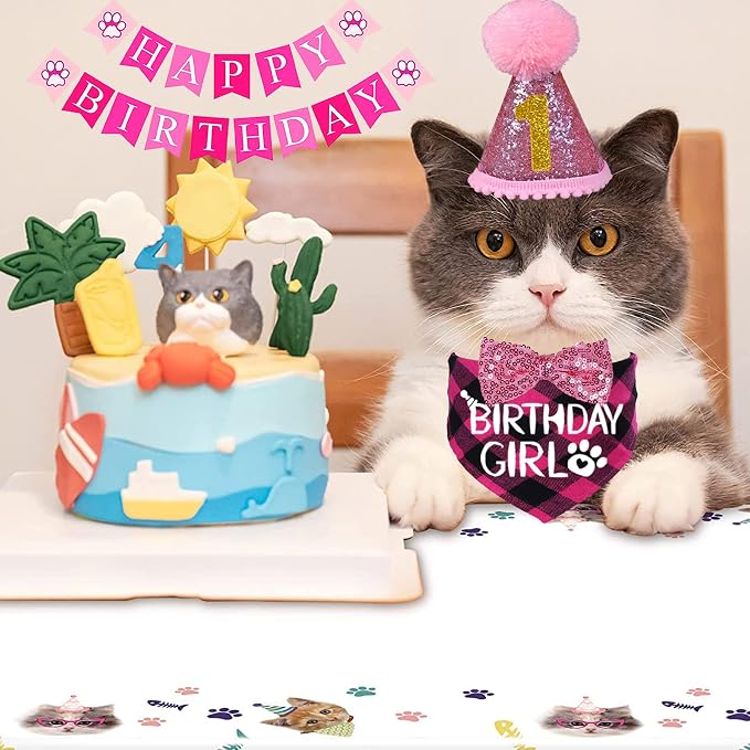 STMK Cat Birthday Decorations, Cat Birthday Hat - Image 7
