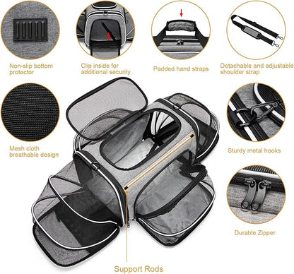 Estarer Soft Sided Pet Carrier Airline Approved, 4 Sides Expandable Collapsible - Image 5