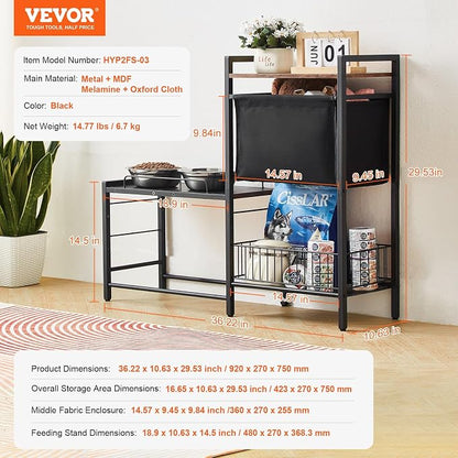 VEVOR Pet Feeding Station with Storage, 4 Height Adjustable Elevated Dog Bowl - Image 7