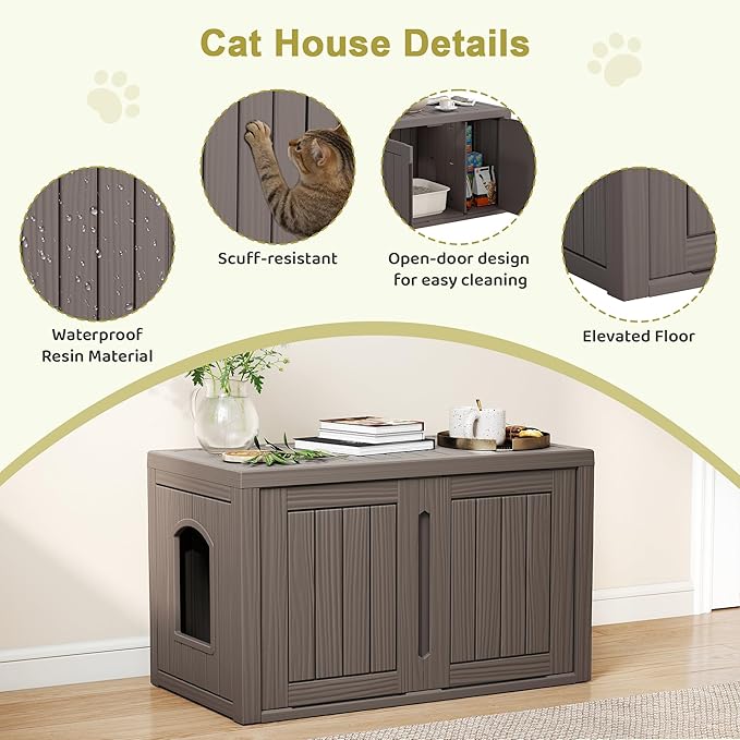 Cat Litter Box Enclosure, Hidden Enclosed Litter Box Furniture - Image 2