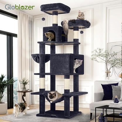 Globlazer Cat Tree Tower, 76-Inch Extra Tall Multi-Level Cat Furniture - Image 7