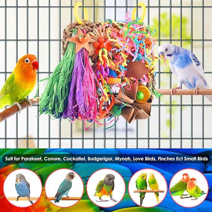 KATUMO Conure Toys, Bird Grass Mat Parakeet Shredder Hanging Toy Cockatiel - Image 5