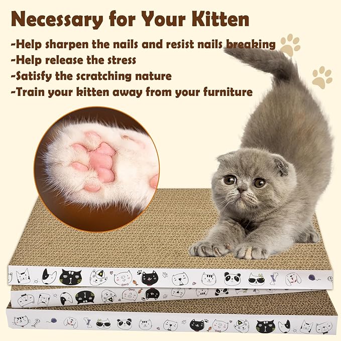 3 Pack Cardboard Cat Scratcher Refill Cat Scratch Pad Durable Cat Scratchers - Image 3