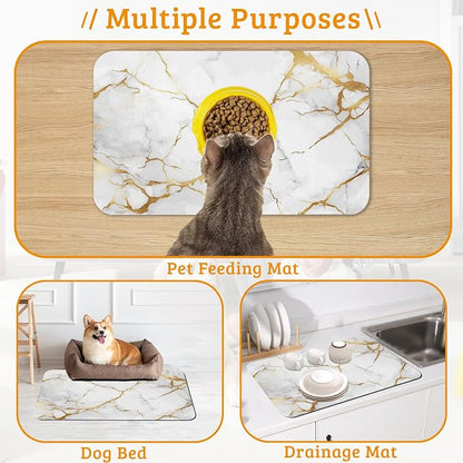 Abstract Marble Dog Food Mat, Quick Dry Dog Placemat Non Slip Rubber Backing - Image 7