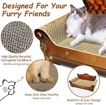 Luxury Cardboard Cat Scratcher Sofa Bed, Couch Shaped Scratching Board - Image 2