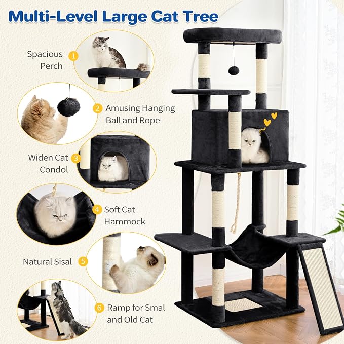 Cat Tree Tower 63in Multi-Level Cat Tower - Image 2