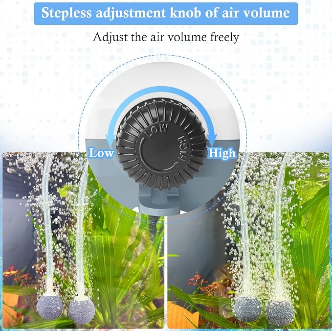 HITOP Dual Outlet Aquarium Electric Air Pump, Whisper Adjustable Fish Tank - Image 4