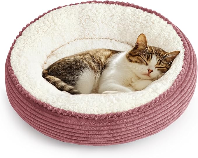 Love's cabin Round Donut Cat and Dog Cushion Bed, 20in Pet Bed by Lovescabin