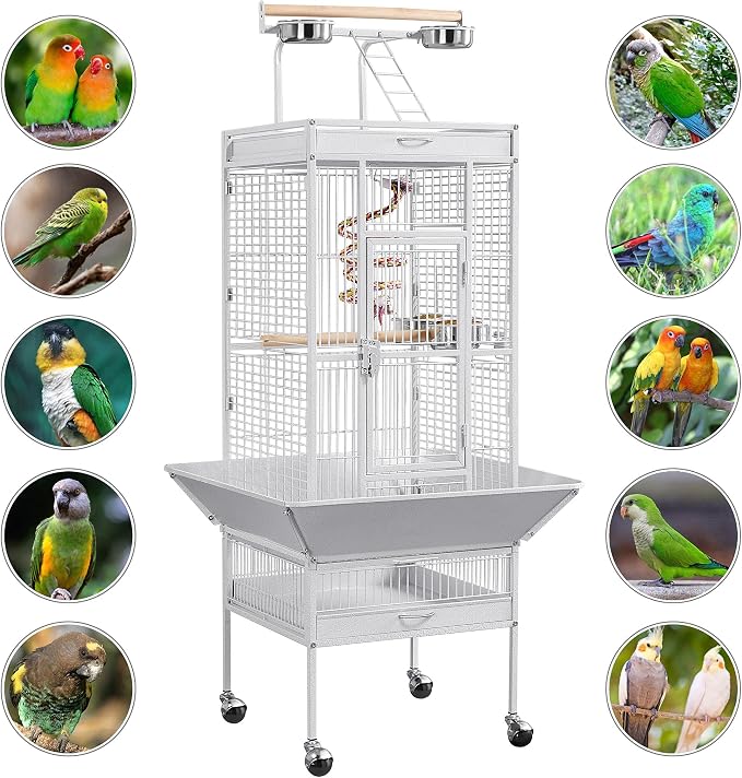 Yaheetech Wrought Iron Bird Cages, Play Top Large Aviary - Image 4