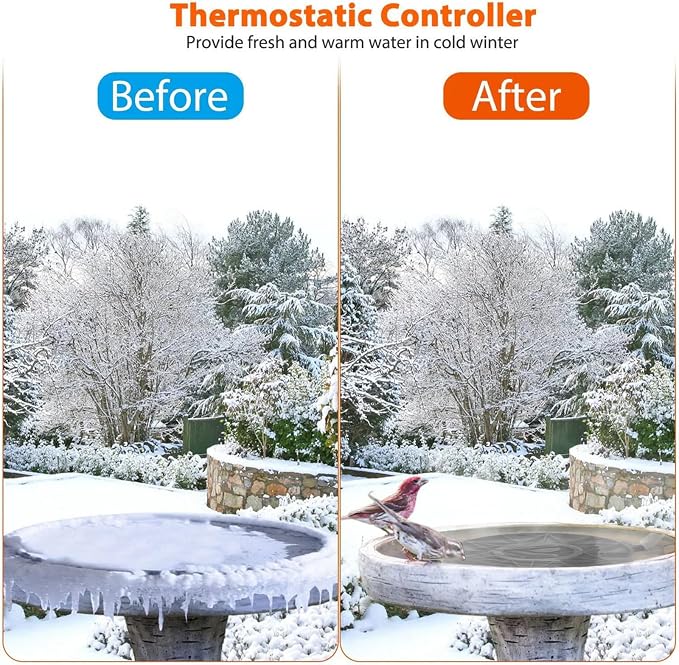 Bird Bath Heater for Outdoors in Winter, 70w Birdbath Deicer Thermostatic - Image 5