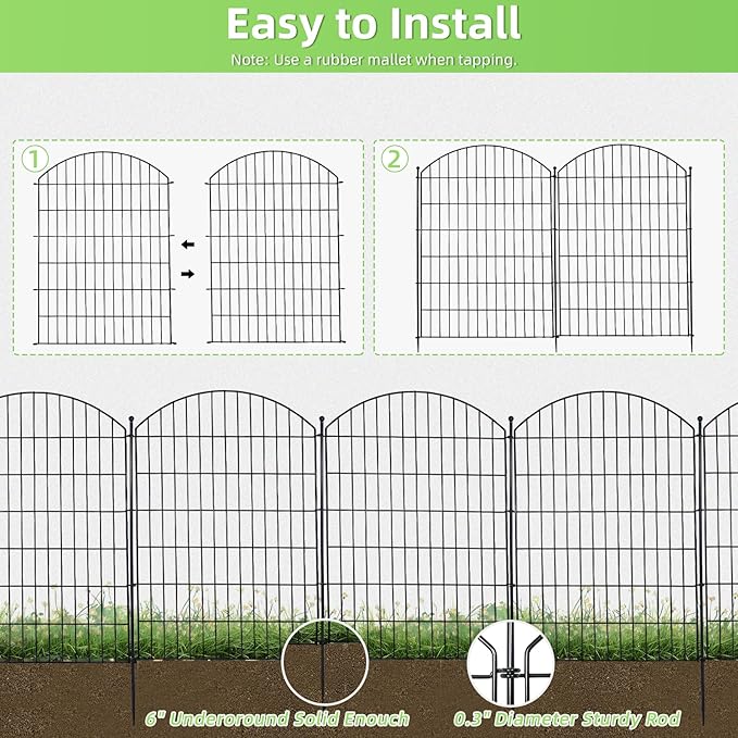 Decorative Garden Fence 40in x 30in, 10 Pack No Dig Fence Animal Barrier - Image 4