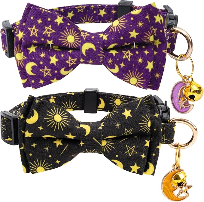 2 Pack Cotton Cat Collar with Bow Tie and Bell by Unknown