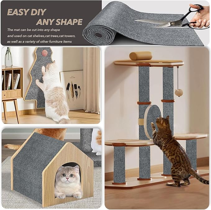 78.7"X15.8" Cat Scratching Mat, Self-Adhesive Cats Carpet, DIY Scratch - Image 2