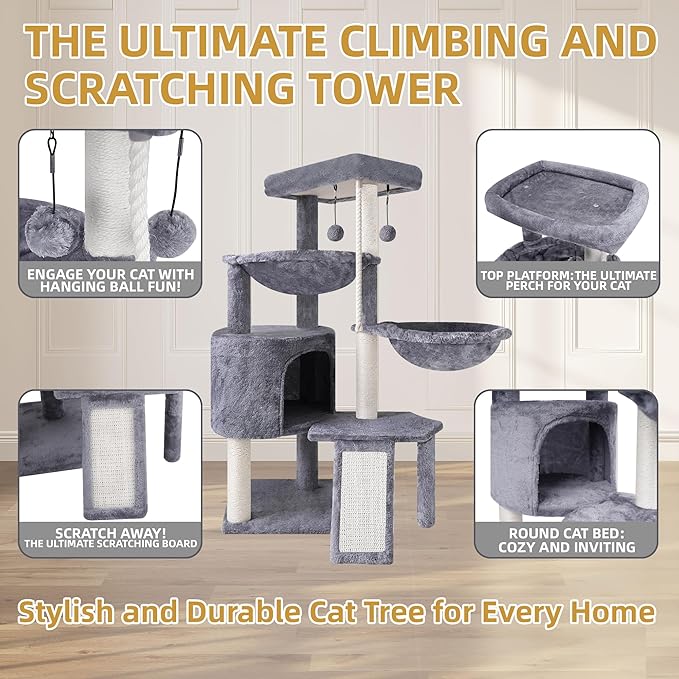 Xin Three Layer Cat Tree with Cat Condo and Two Hammocks - Image 5
