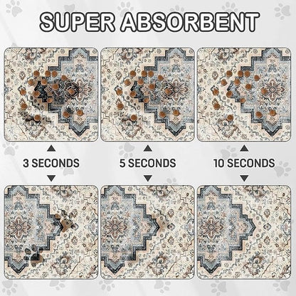 Dog Food Mat for Pet Cat Food Mat, Boho Absorbent Quick Dry Dog Bowl Mats for - Image 2